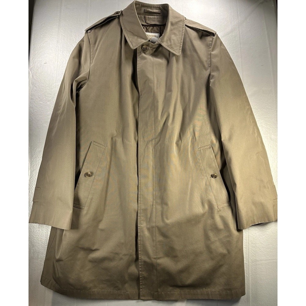 London Fog Maincoats Men's 44 Long Beige Vintage 1970's Made In USA Trench Coat